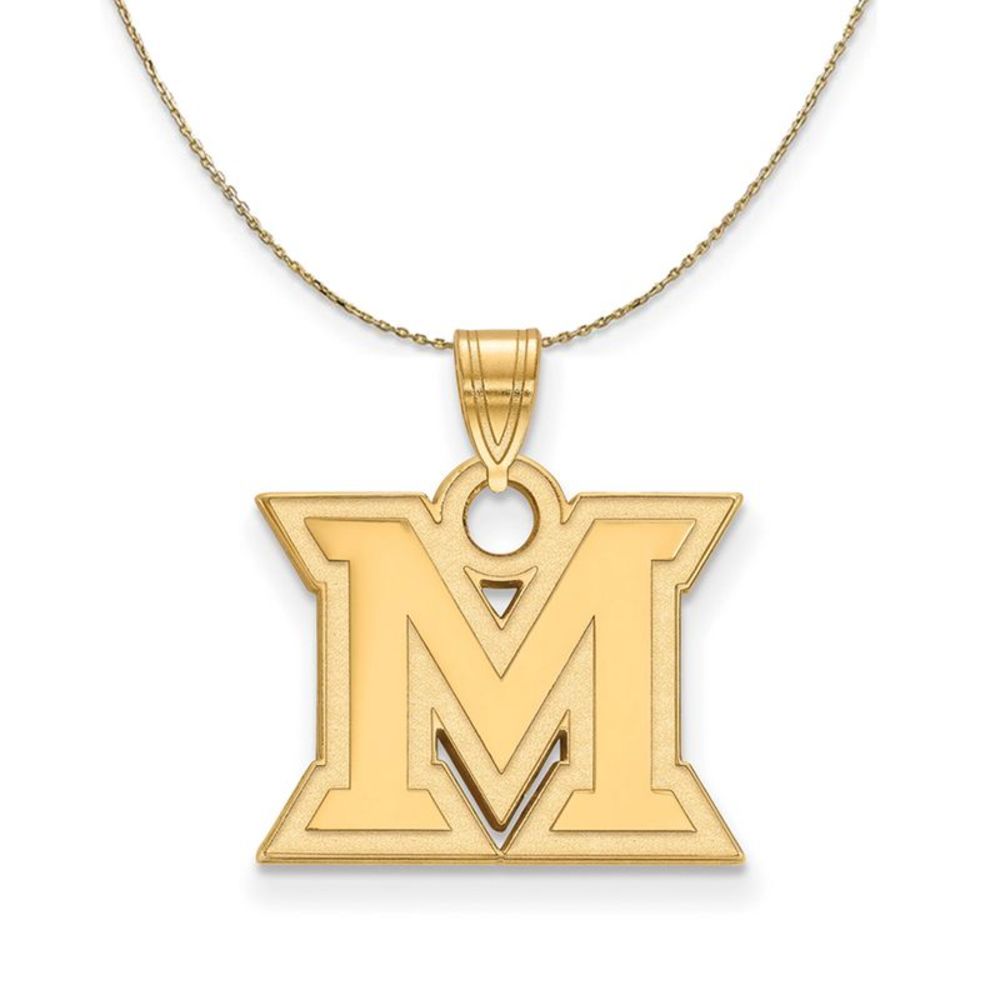 14k Yellow Gold Miami U Small Initial M Necklace - 22 Inch